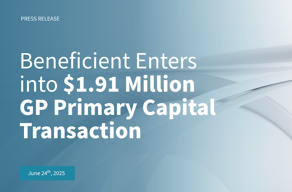 Beneficient Enters into $1.91 Million GP Primary Capital Transaction