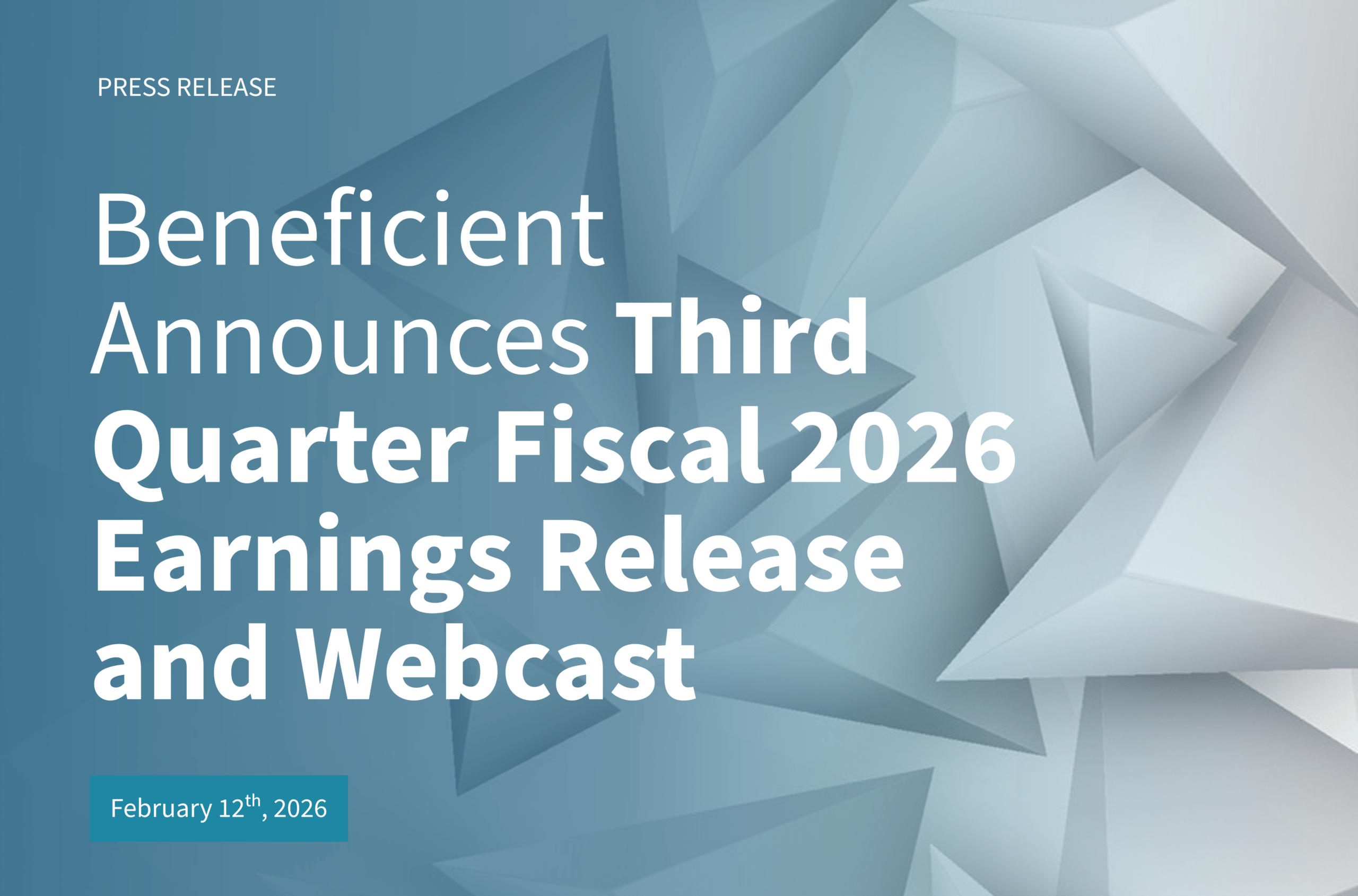 Ben_12-Feb-Press-Release_Visual Beneficient Announces Third Quarter Fiscal 2026 Earnings Release and Webcast