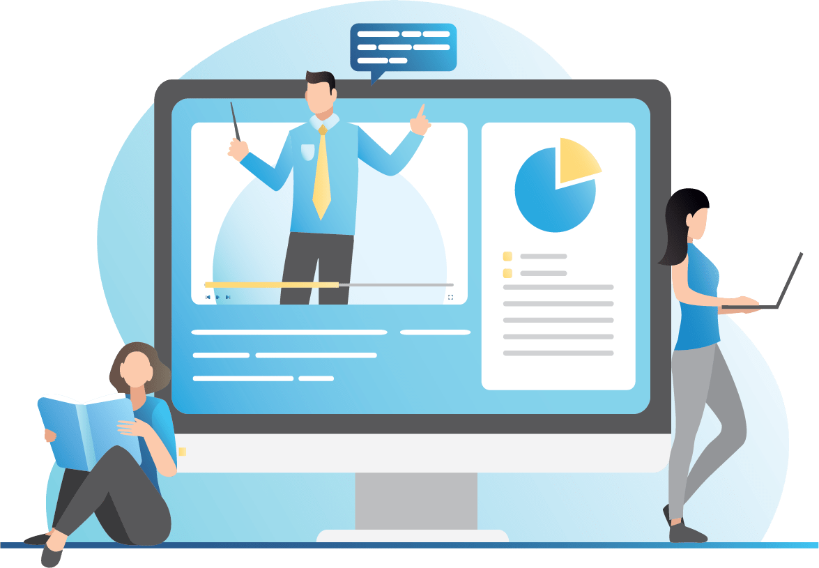 A prospective Ben employee stands on an oversized series of arrows into the future.