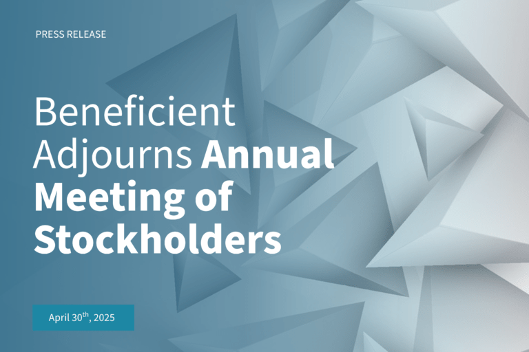 Ben_30-April_Press-Release_Visual Beneficient Adjourns Annual Meeting of Stockholders